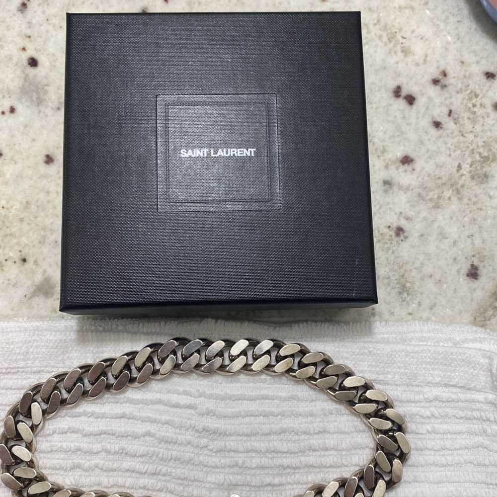 NEVER WORN YSL yves saint laurent Cuban link necklace choker M necklace 40 cm